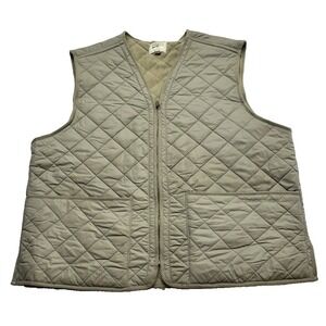 Field & Stream Men's Quilted Puffer Vest Khaki Full Zip Size 2XL